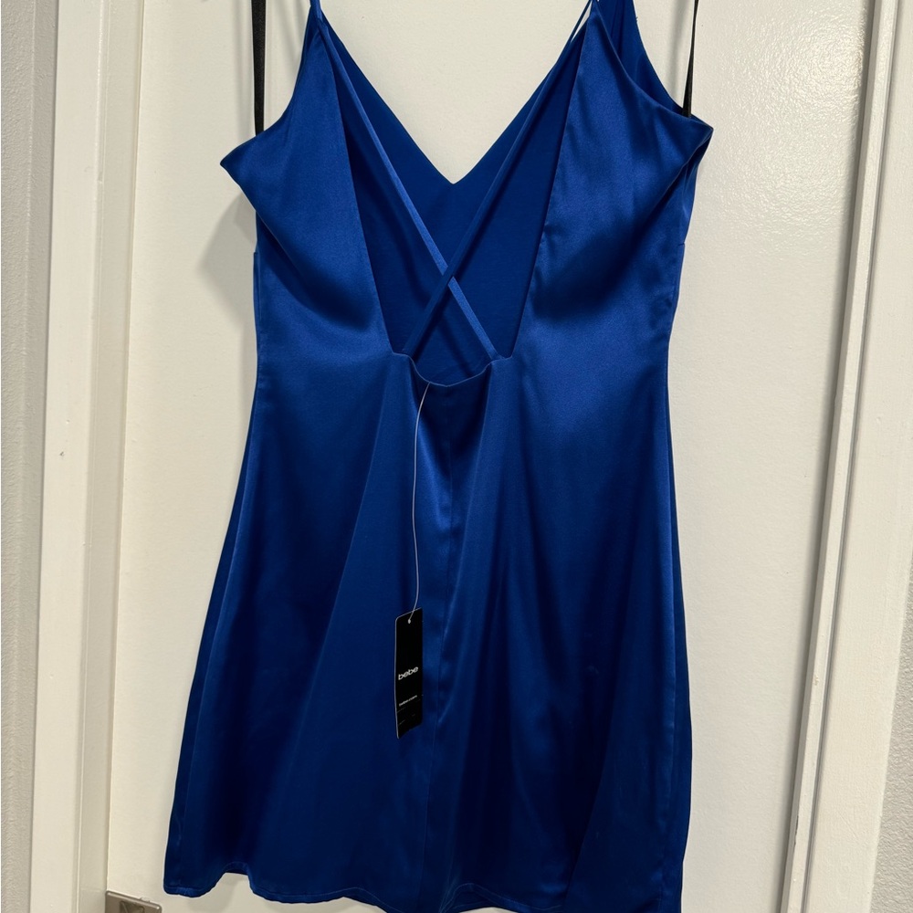 Bebe Blue Backless Mini Camisole Dress